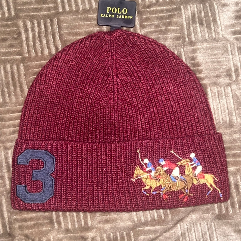 Polo Ralph Lauren Polo Player Patch Beanie Red
