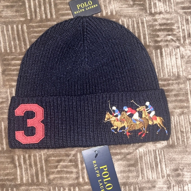 Polo Ralph Lauren Embroidered Pony Knit Beanie Black