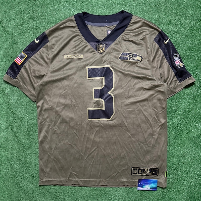 Nike Seattle Seahawks Russell Wilson Salute to Service Jersey Olive