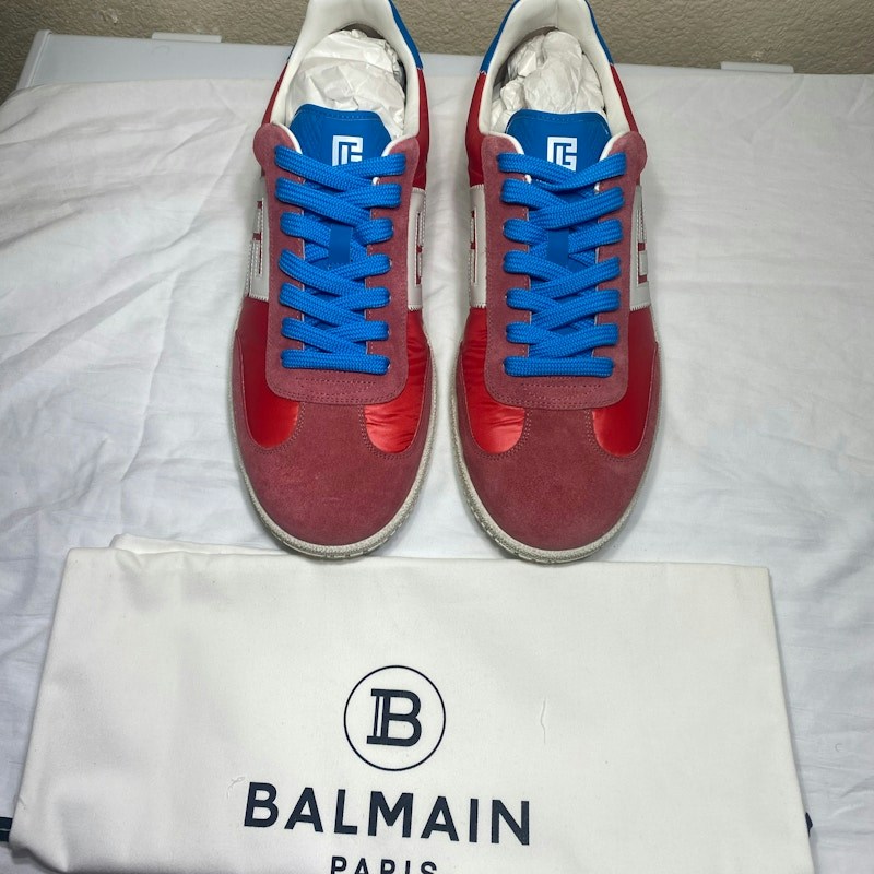 Balmain Low Top Lace Sneaker Red Blue