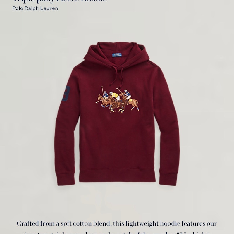 Polo Ralph Lauren Triple Pony Fleece Hoodie Red