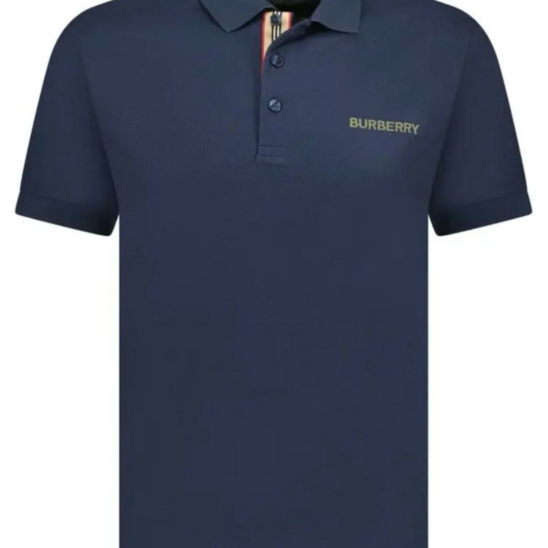 Burberry Check Placket Polo Shirt Navy Black