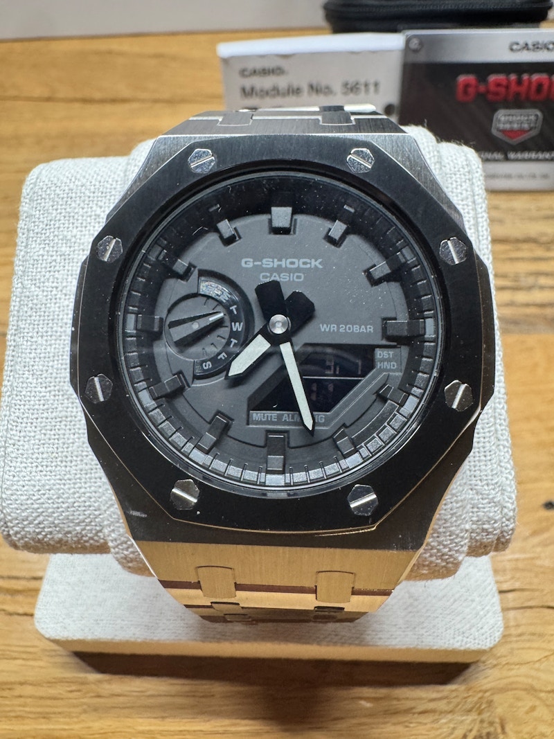 Casioak Mod Casio G-Shock GM2100 Metal Series Watch Silver Black