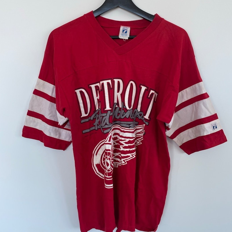 Vintage Logo 7 Detroit Red Wings T-Shirt Red