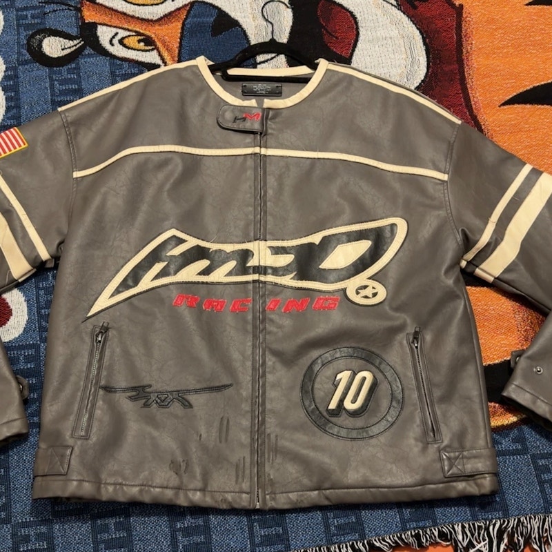 HMDD (Happy Memories Don't Die) Racing Leather Jacket Gray