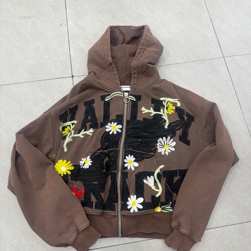 Vale Sports Divison Zip Up Hoodie Brown
