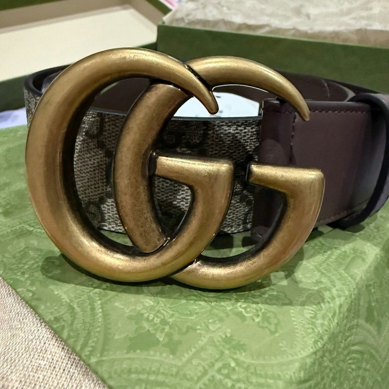 Gucci GG Marmont Reversible Belt Brown Beige