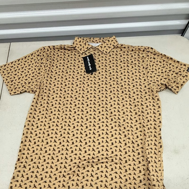 Acres Down South Bird Print Polo Shirt Tan