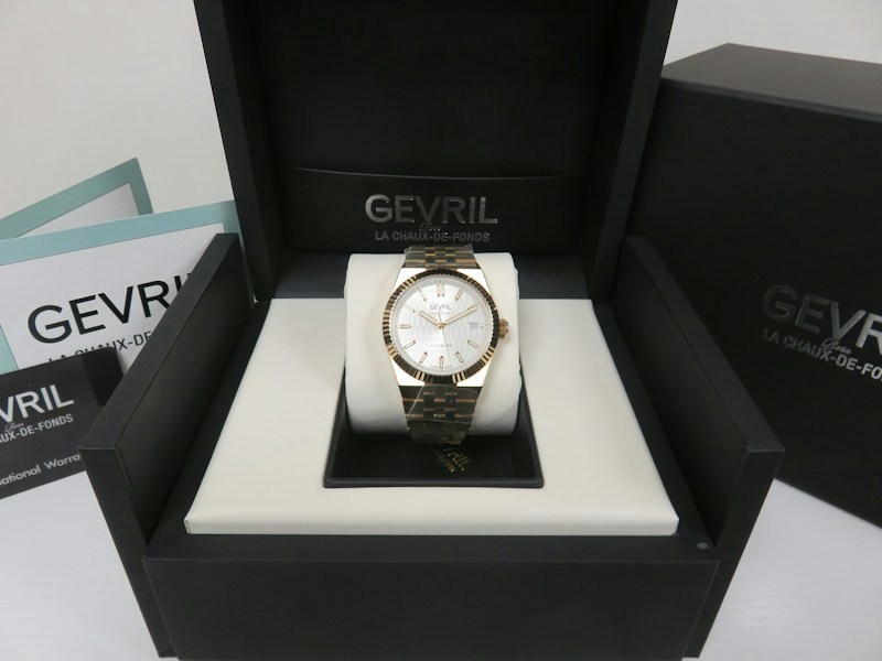Gevril Pier 17 Automatic Gold White Dial Watch 46404B