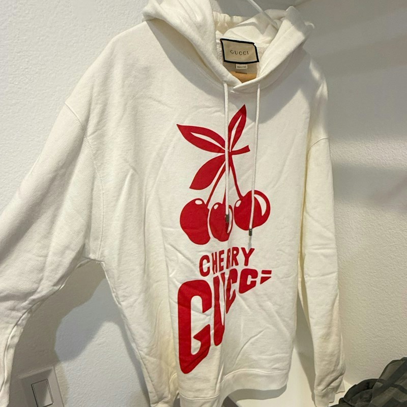 Gucci Cherry Print Hooded Sweatshirt Off White