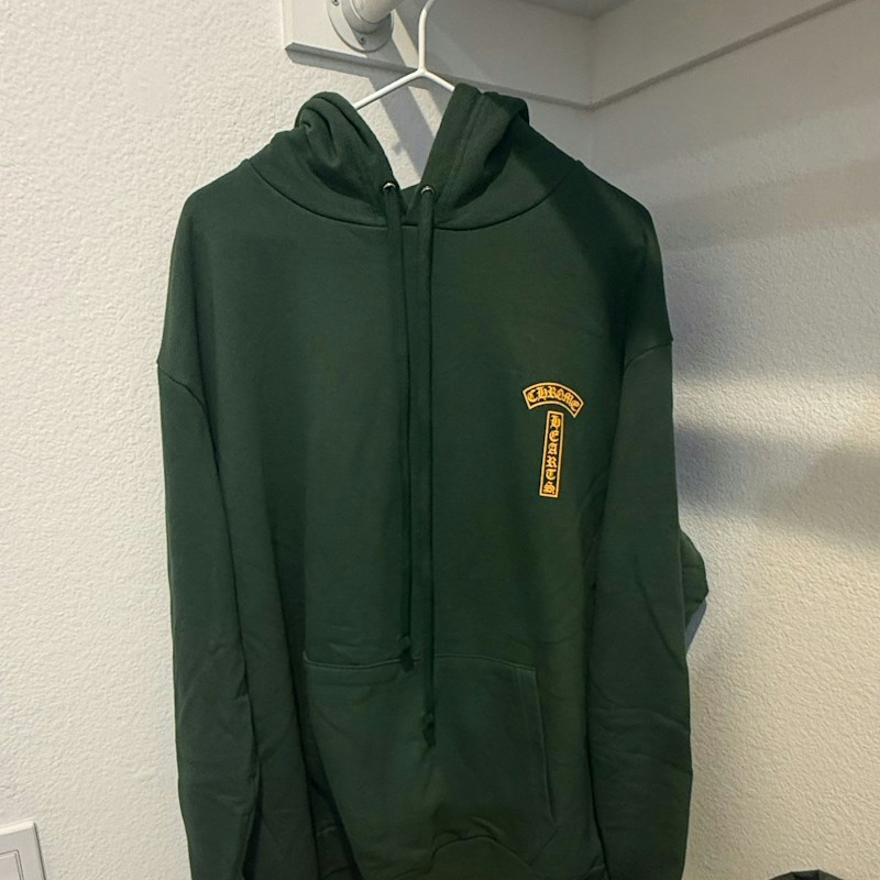 Chrome Hearts Horseshoe Logo Hooded Sweatshirt Green