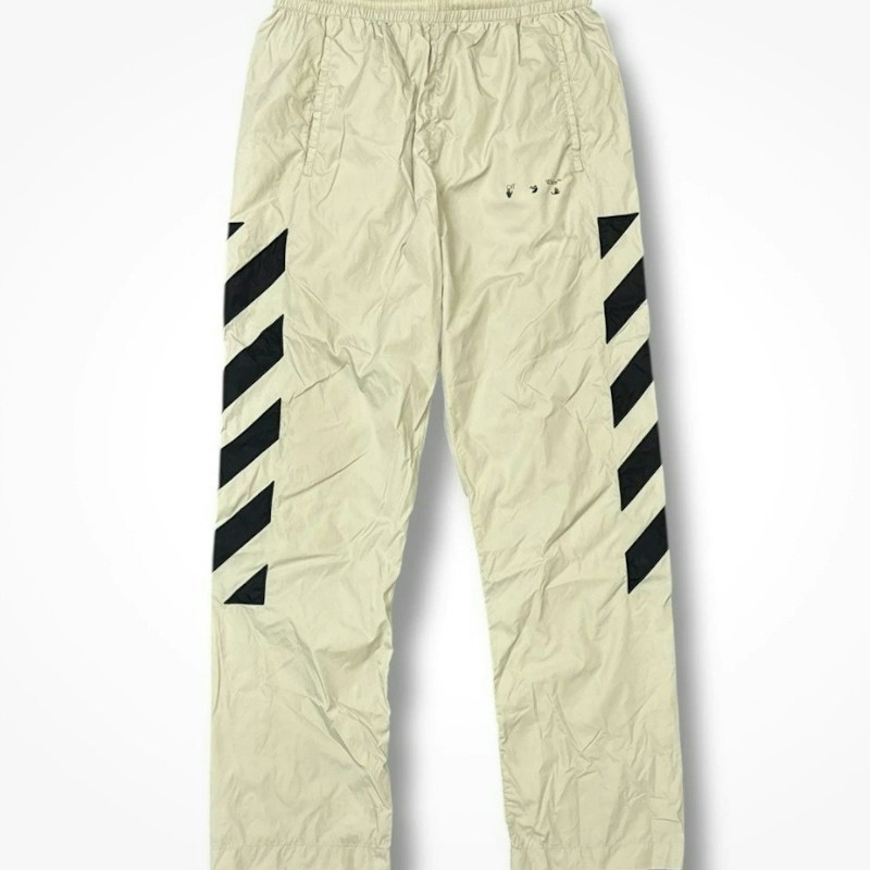 Off-White Diagonal Stripe Nylon Track Pants Beige