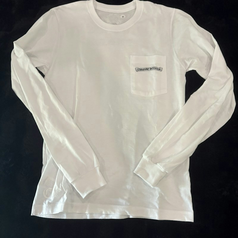 Chrome Hearts U.S.A. Scroll Long Sleeve Pocket T-Shirt White