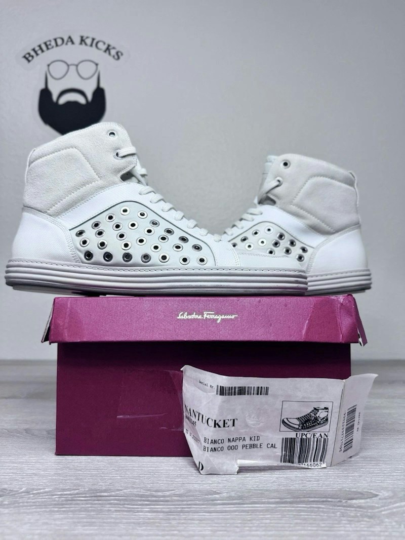 Salvatore Ferragamo Nantucket High Top Sneaker Bianco Nappa Kid
