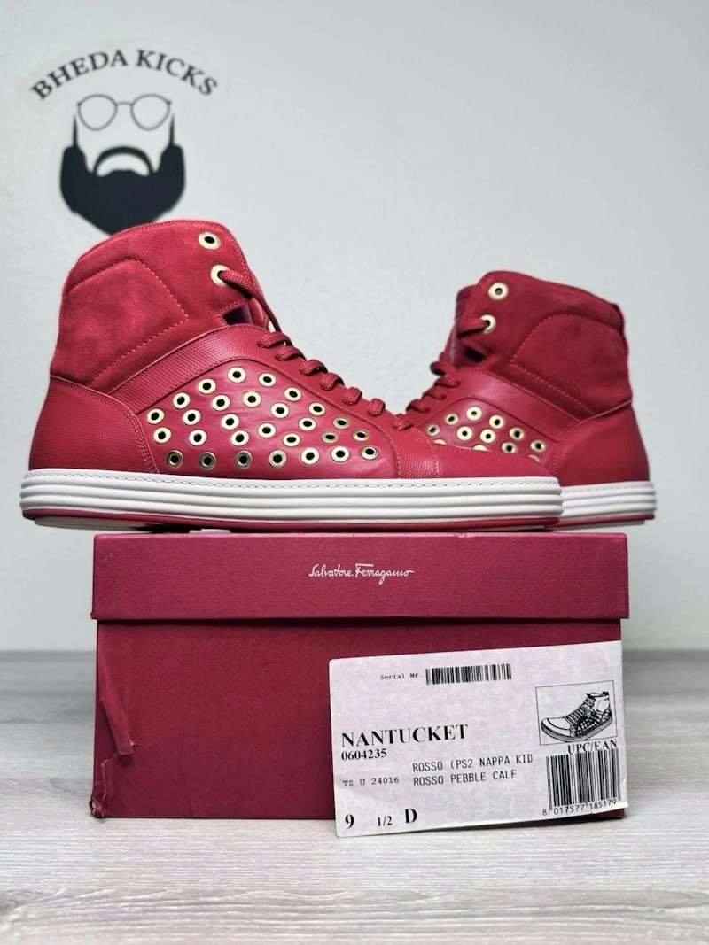 Salvatore Ferragamo Nantucket High Top Sneaker Rosso