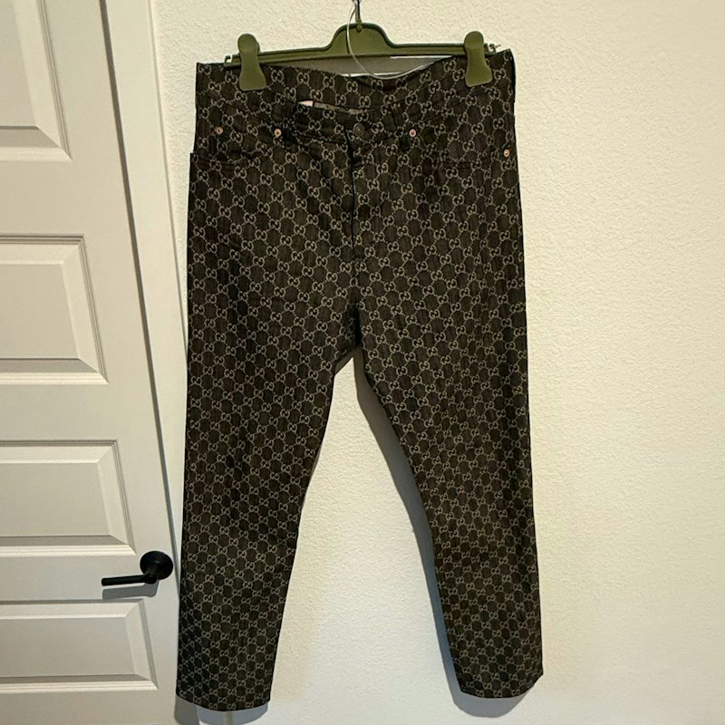 Gucci GG Monogram Denim Pants Black