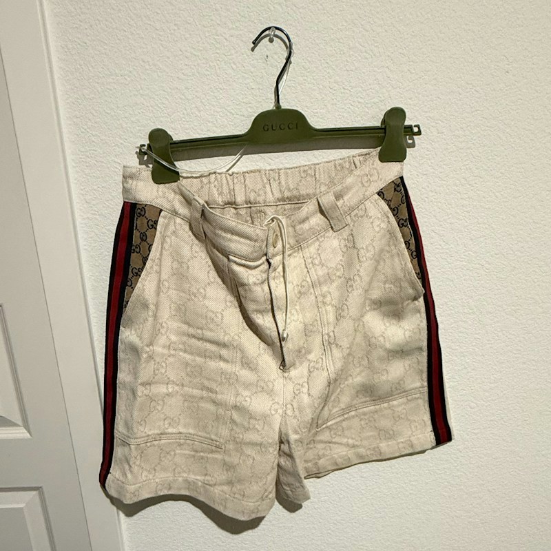 Gucci GG Monogram Web Stripe Shorts Off White