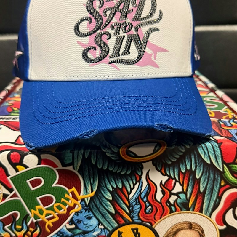 Sad Boy Too Sad To Sin Trucker Hat Blue