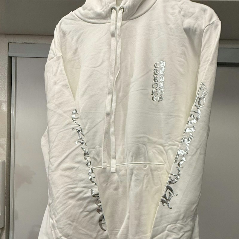 Chrome Hearts Foil Vertical Logo Hoodie White