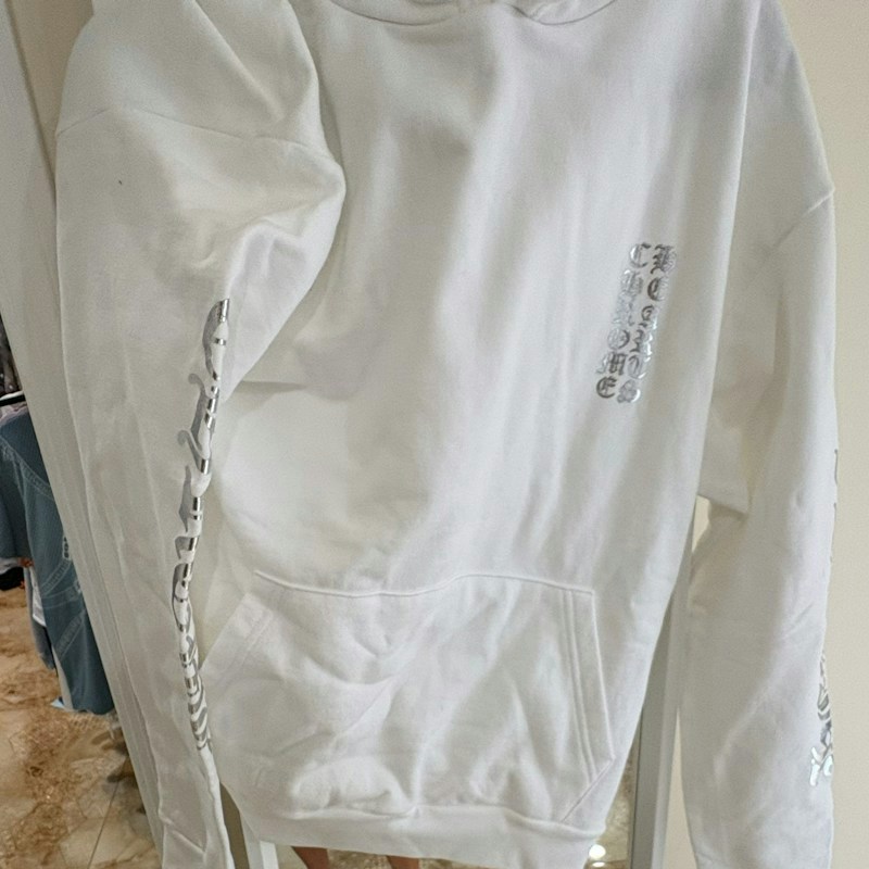 Chrome Hearts Script Logo Pullover Hoodie White