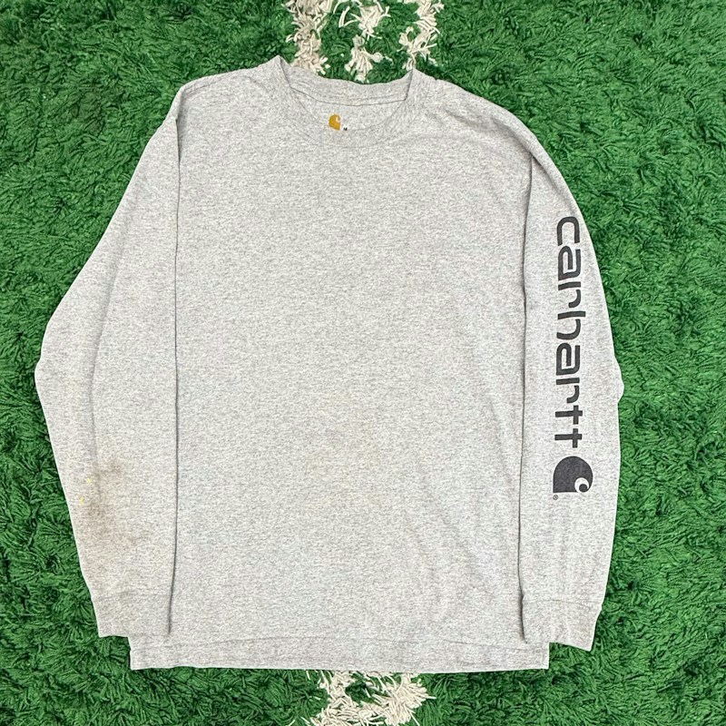 Carhartt Long Sleeve Sleeve Logo T-Shirt Grey