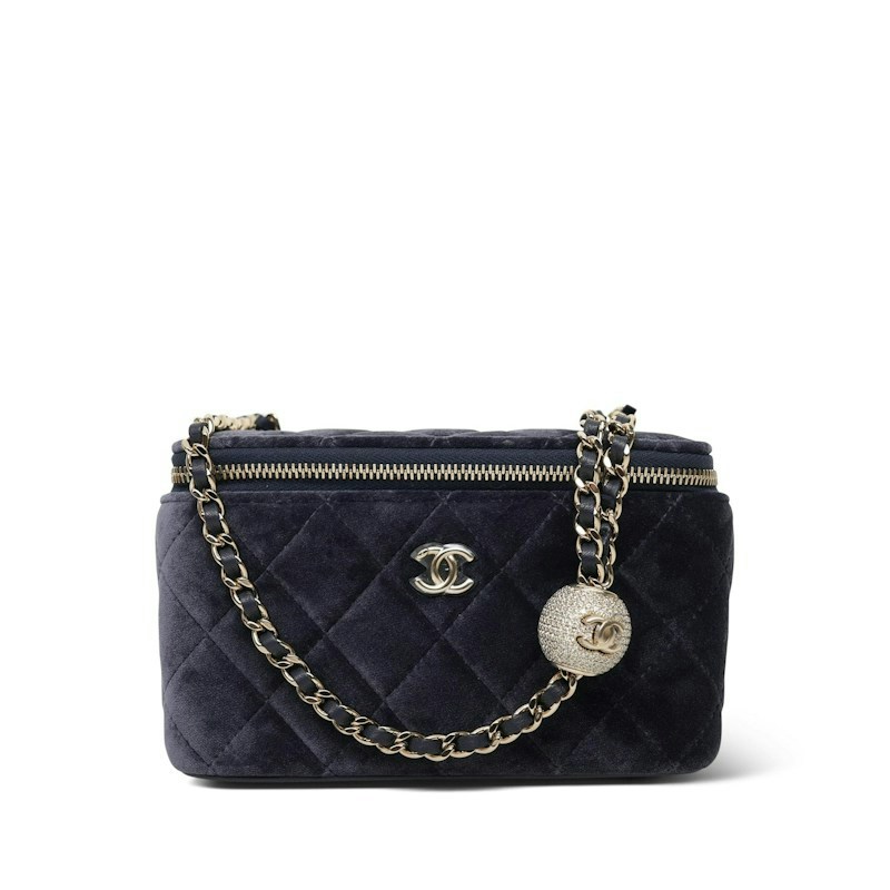 Chanel Quilted Velvet Vanity Case Navy
