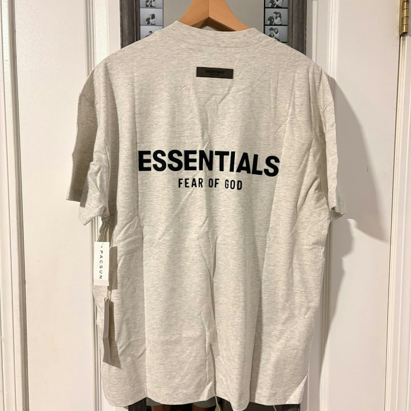Essentials Fear of God T-Shirt Light Oat with Black Lettering