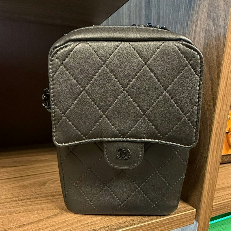 Chanel Quilted Phone Holder With Chain