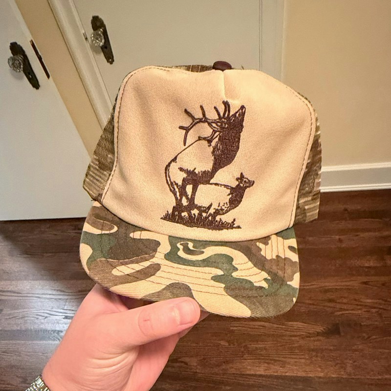 Vintage Camo Elk Graphic Trucker Hat