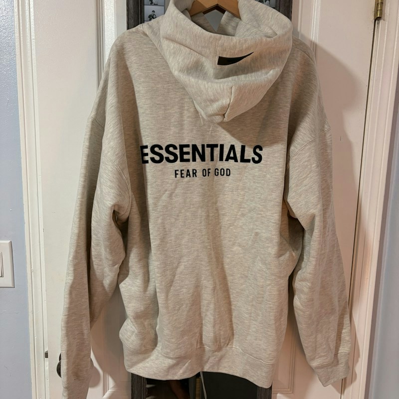 Fear of God Essentials Hooded Sweatshirt Light Oat With Black Velvet