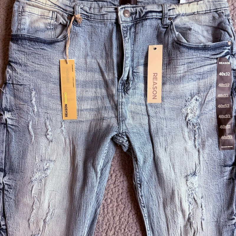 Reason Distressed Slim Denim Jeans Blue