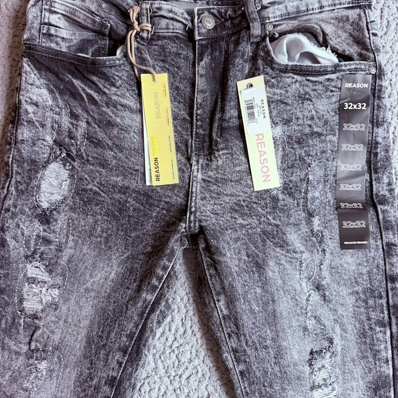 Reason Brand Distressed Skinny Jeans Grey