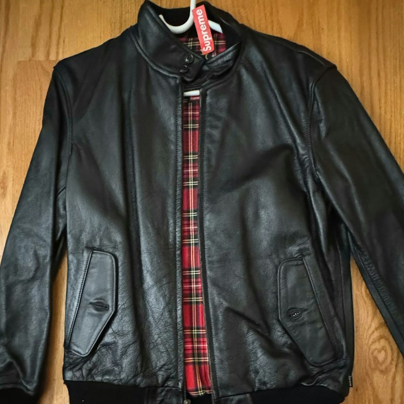 Supreme Schott Leather Harrington Jacket Black