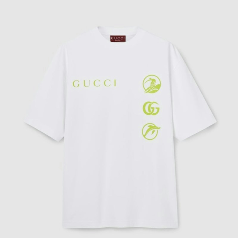 Gucci Printed Cotton T-Shirt White
