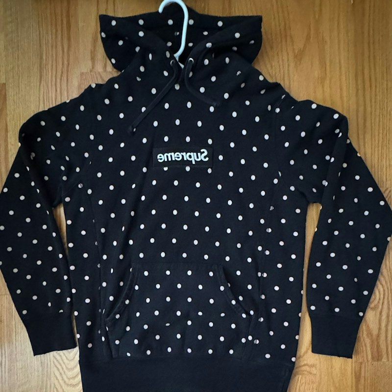 Supreme CDG Polka Dot Box Logo Hooded Sweatshirt Black