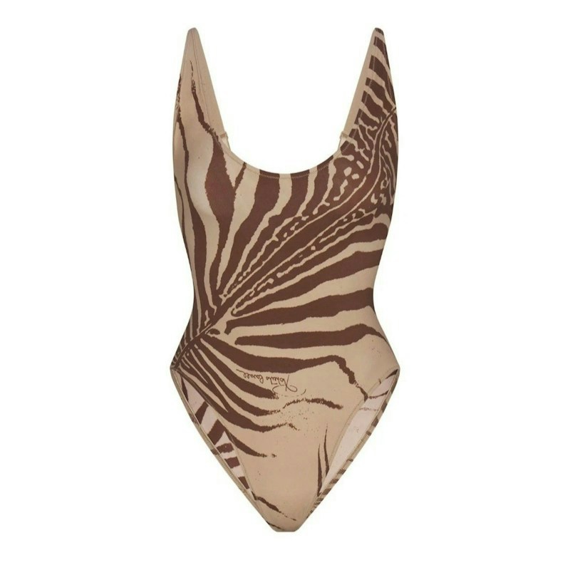 Roberto Cavalli Zebra Print Scoop Neck One-Piece Swimsuit