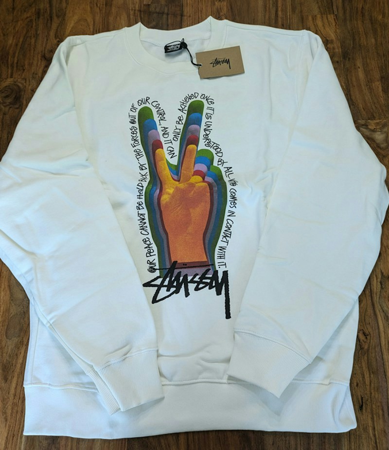 Stussy Peace Sign Crew White
