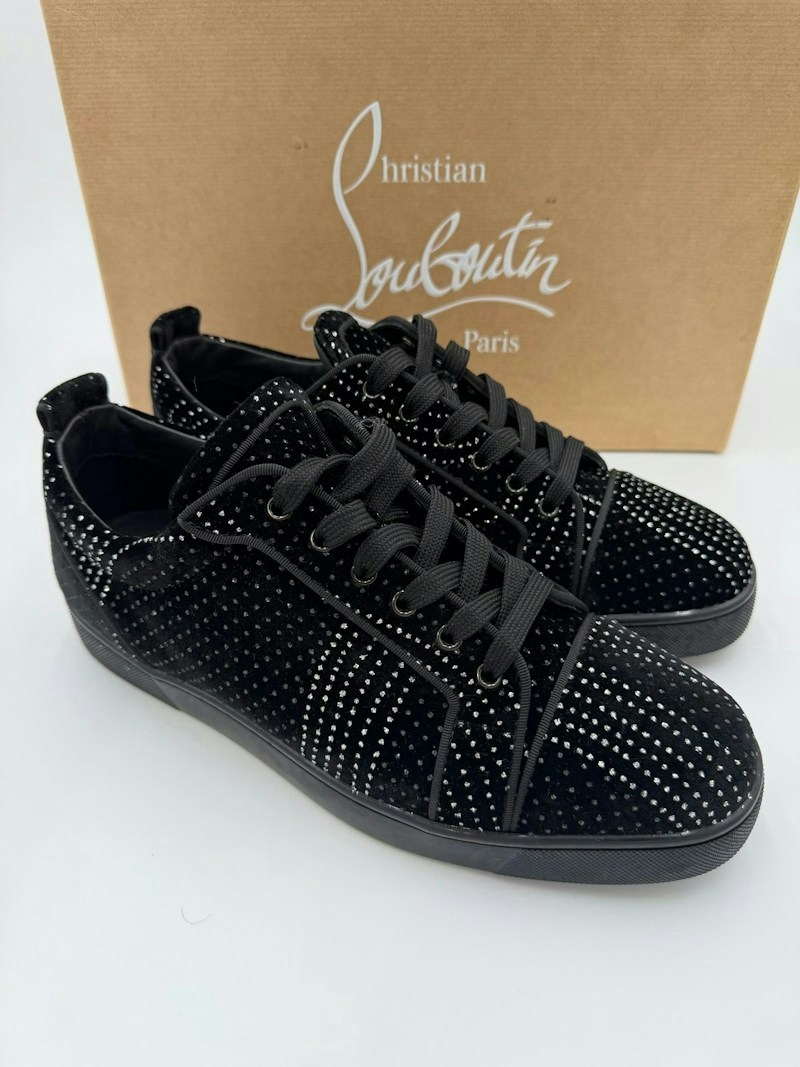 Christian Louboutin Louis Junior Crystal Low Top Sneakers Black