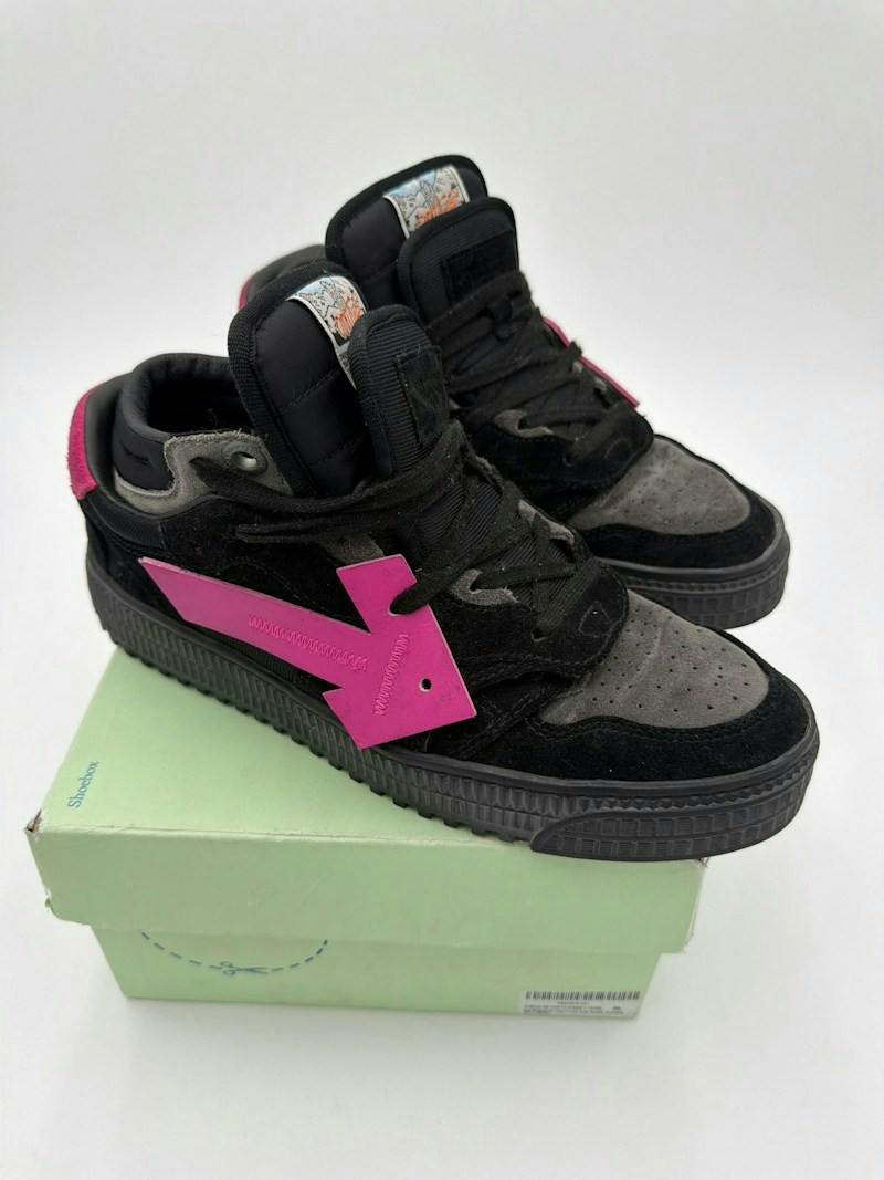 Off White Out of Office Black Grey Fuchsia Sneakers