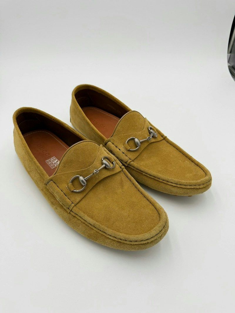 Gucci Horsebit Driver Loafers Tan Suede