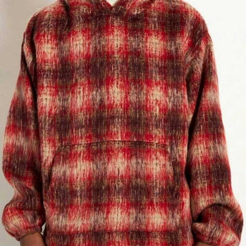 Pleasures Nameless Plaid Hoodie Red
