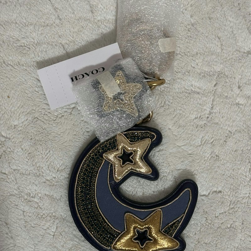 Coach Moon and Star Bag Charm Blue/Cadet Gold