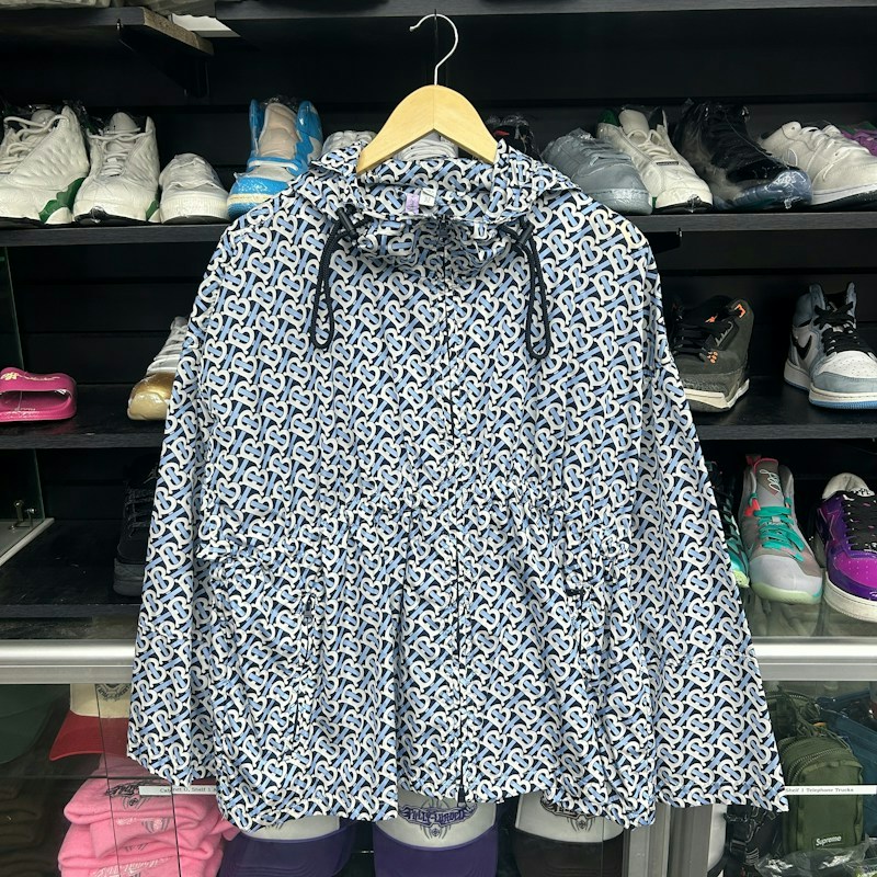 Burberry Monogram Print Hooded Jacket Blue