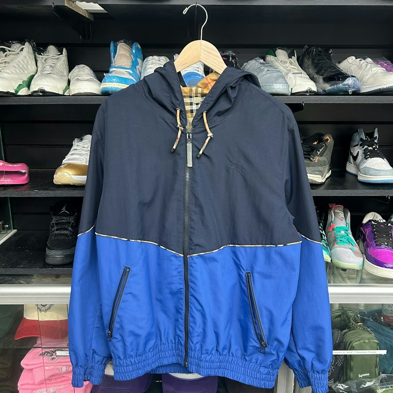 Burberry Two-Tone Hooded Jacket Blue Navy