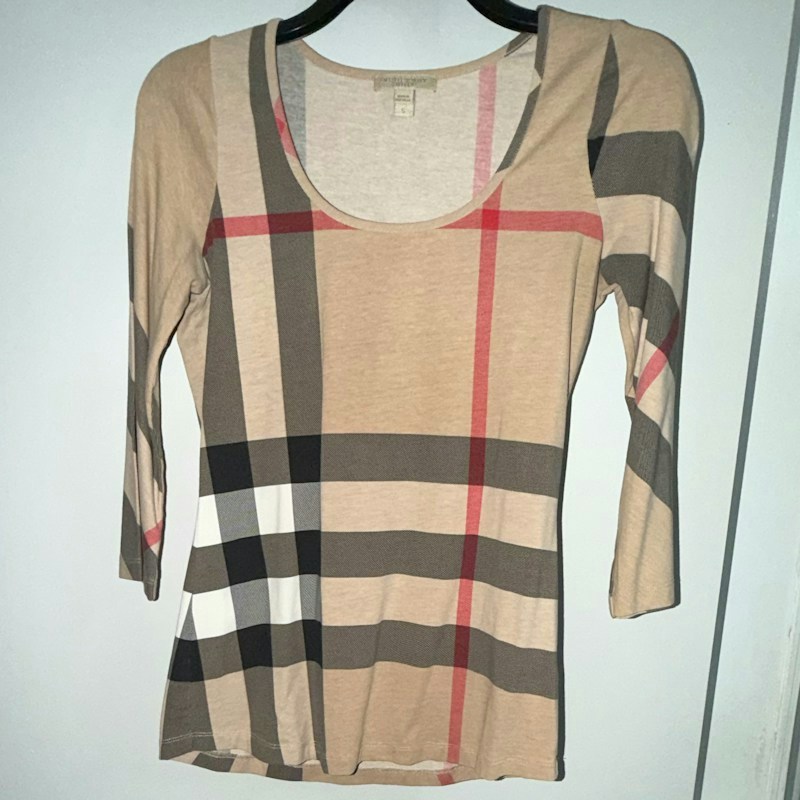 Burberry Brit Women's Check Long Sleeve Top Beige