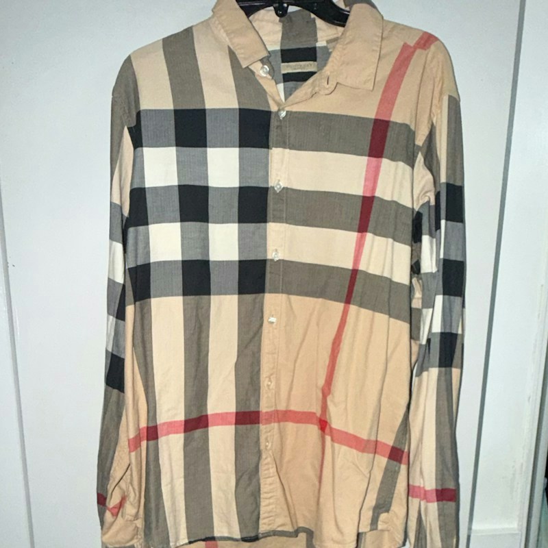 Burberry Brit Check Long Sleeve Button-Up Shirt Beige