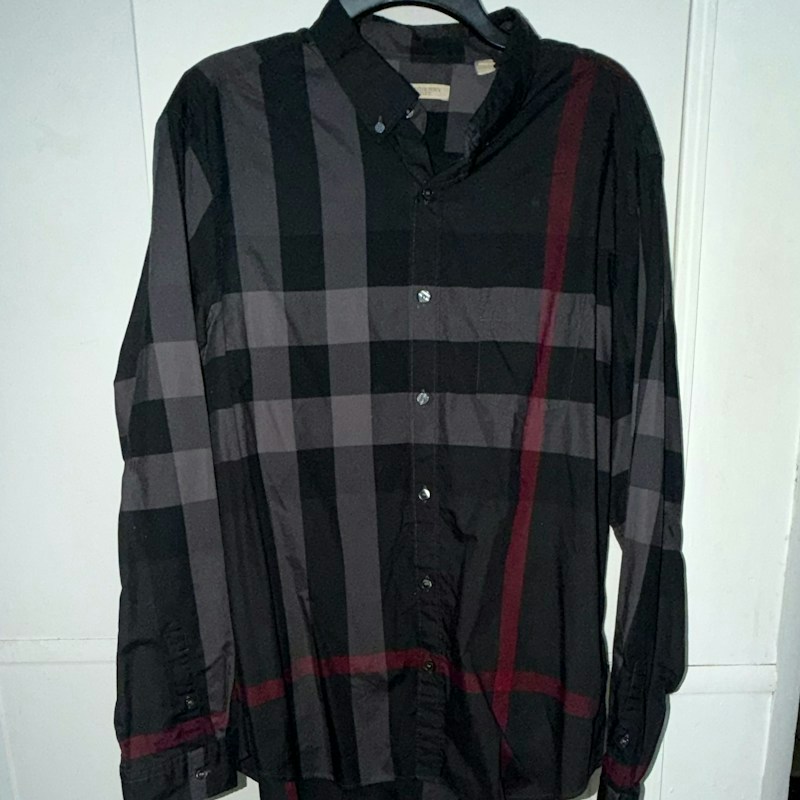 Burberry Brit Long Sleeve Button Down Shirt Black Check