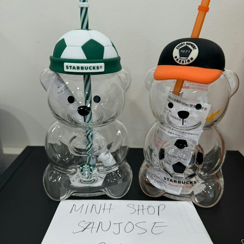 Starbucks Bearista Football Cold Cups 591ml China Exclusive Set of 2