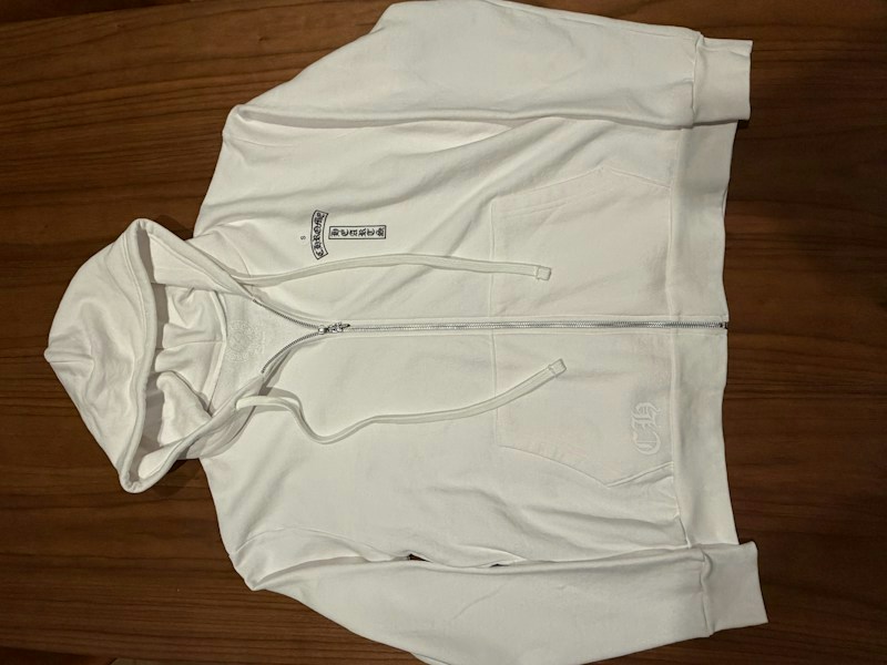 Chrome Hearts Cross Patch Zip Up Hooded Sweatshirt White