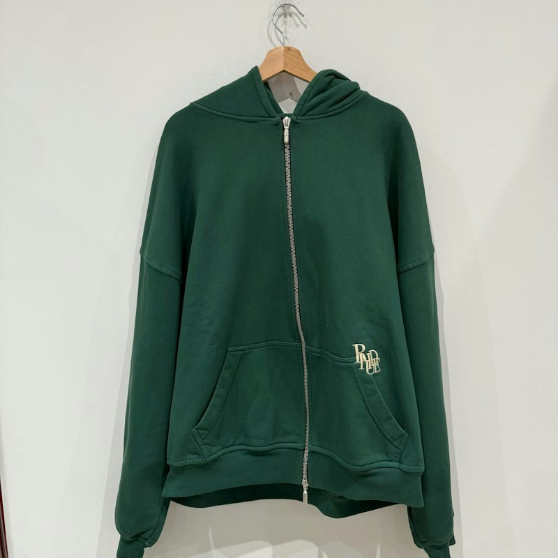 Rhude Zip Up Hooded Sweatshirt Green